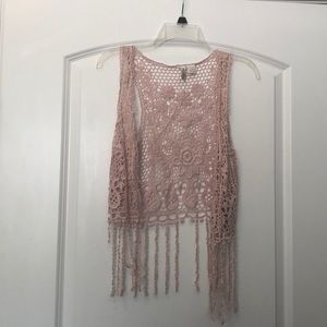 Pink lace vest